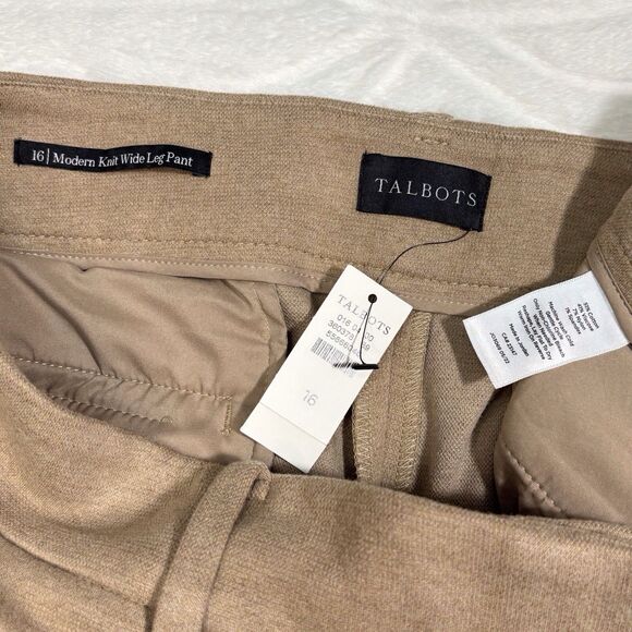 Talbots Modern Knit Wide Leg Pant High Rise Camel Tan Women’s 16 NWT Office - Picture 6 of 7
